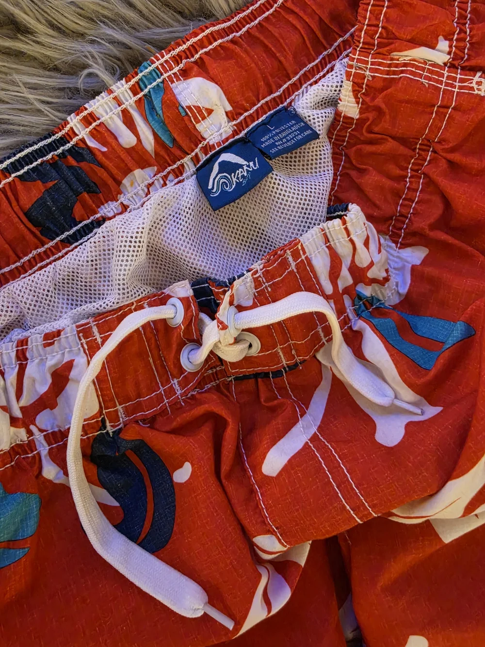 NEW Kanu Surf Tropical Red Hibiscus Cargo Board Shorts Quick Dry Sz L